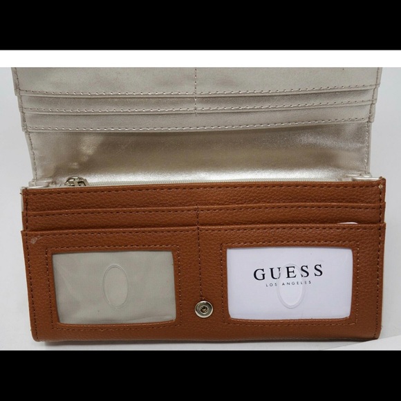 Guess Women`s Lauri Cognac Brown Large Organizer Wallet Clutch - Picture 4 of 5
